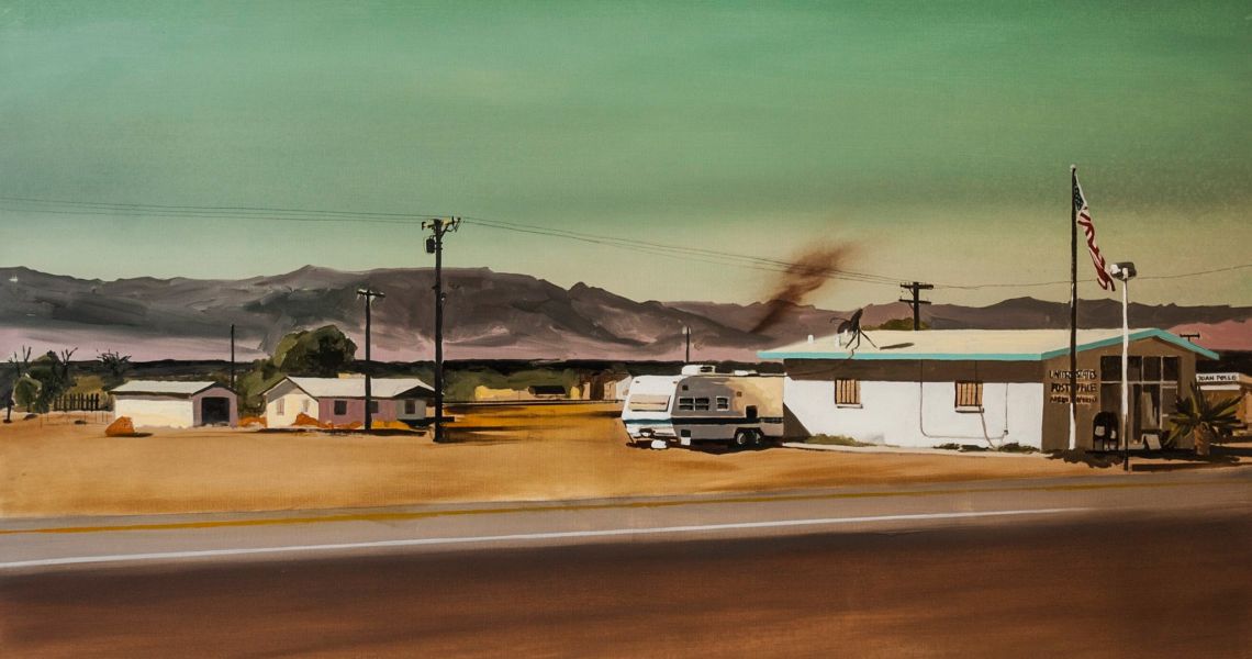THE POST OFFICE ON ROUTE 66 2016 100 x 150 cm oil on canvas